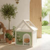Transparent Roof Wooden Pet House with Floral Carvings FSC Cedar Indoor Shelter for Cats & Small Dogs 63.5Ã—47.5Ã—77.6 cm